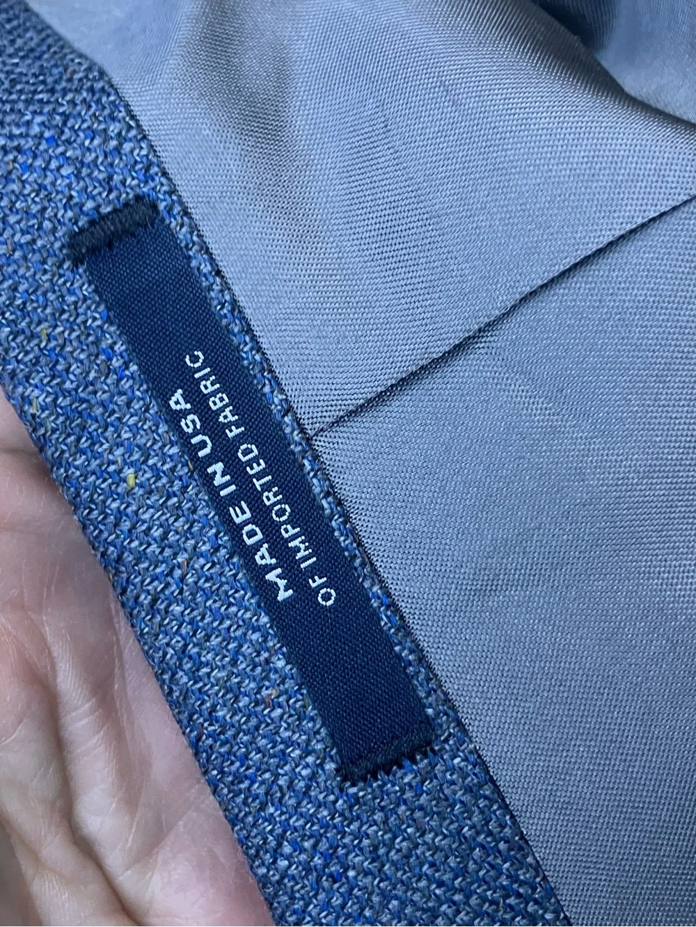 Hart Schaffner Marx hand tailored suit jacket 48L silk and wool steel blue